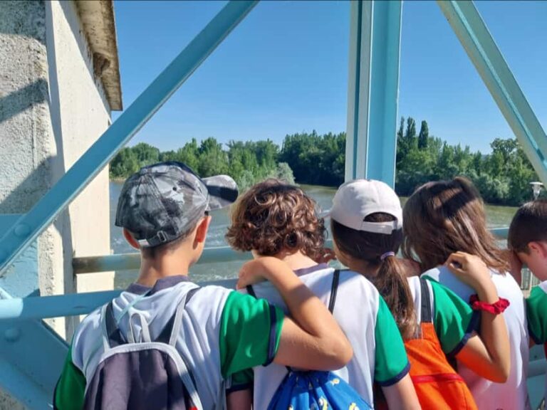 Alumnos contemplando la presa